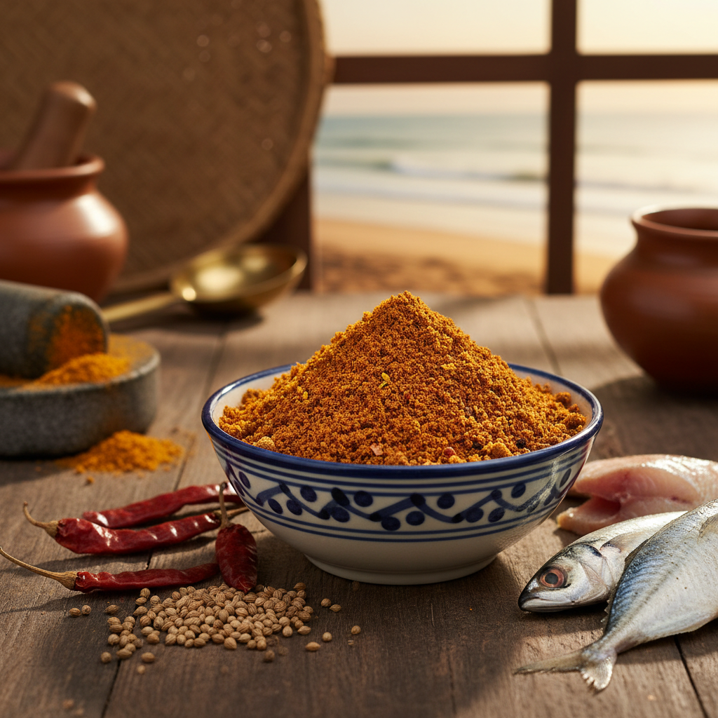 Kokni Fish Masala -- its a product image so keep size that is recomended

Bring home the soul of the Ratnagiri coastline with our Kokni Fish Masala — a traditional, homemade spice blend rooted in the kitchens of the Konkan belt. Crafted the way locals have done for generations, this masala captures the bold, earthy, and sun-kissed flavors that define Kokni seafood cuisine.

Made using carefully selected coastal spices, slow-roasted to perfection and ground in small batches, this masala delivers the perfect 