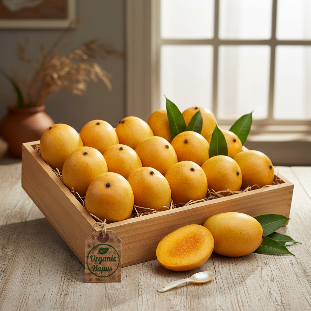 Ratnagiri Alphonso Mango (2 dozen) make the image size as pr shopify

Share the joy of real mangoes — anywhere in India.

Our 2 dozen Ratnagiri Alphonso mango box is packed with organically grown, naturally ripened Hapus, cultivated without the use of ethylene or calcium carbide. These mangoes are allowed to ripen slowly and naturally on the tree and in safe conditions, bringing out their signature aroma, golden pulp, and rich sweetness.

Carefully handpicked from our Ratnagiri farm and packed for safe tra
